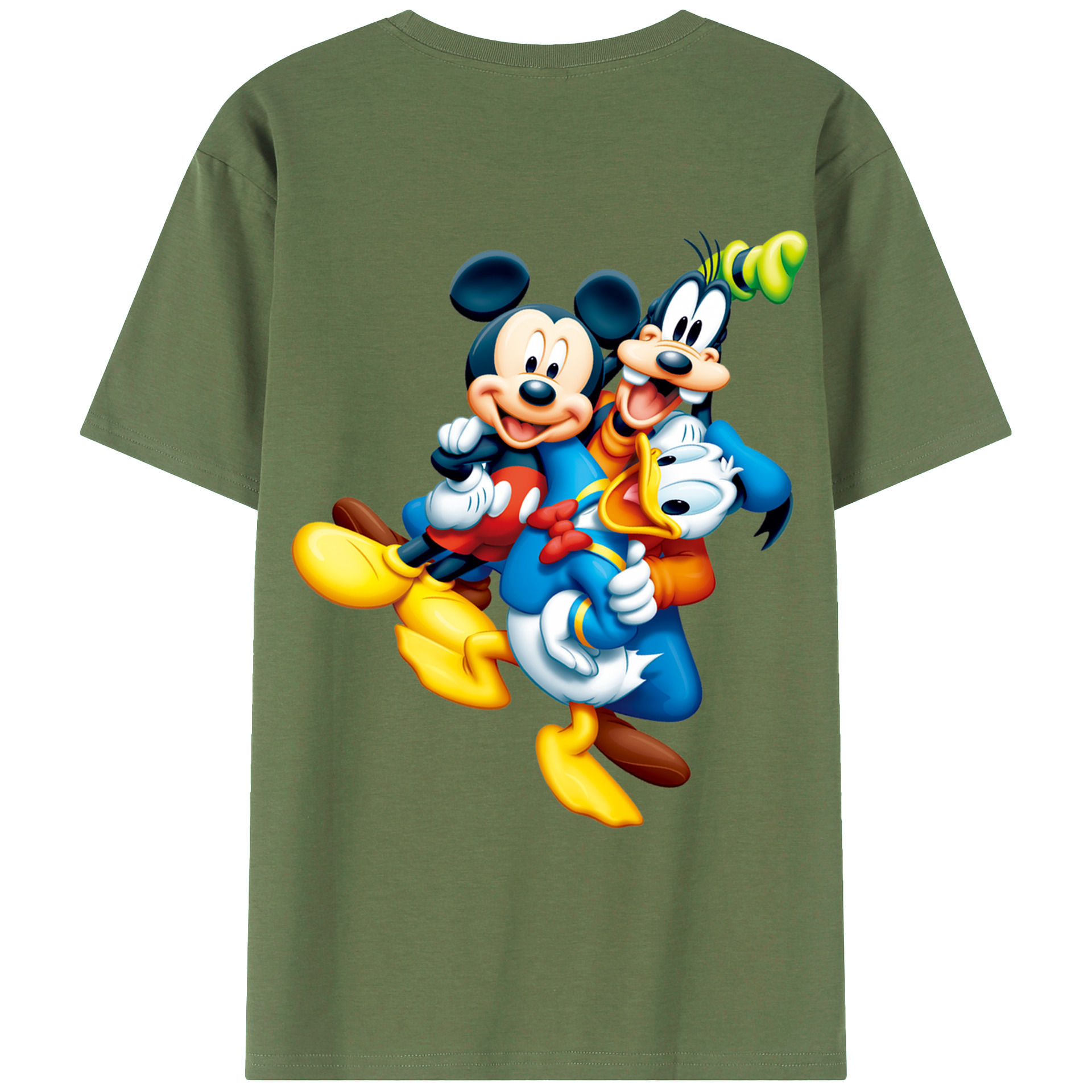 ミッキーマウス Mickey Mouse 綿100％ メンズ半袖Tシャツ（バックプリント） 通気性
